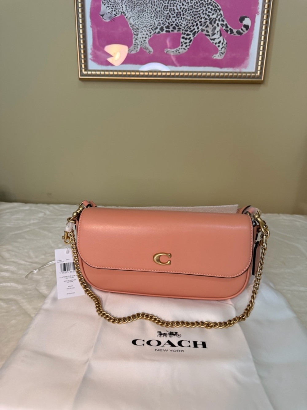 Coach Brook Flap Chain Bag in a peach